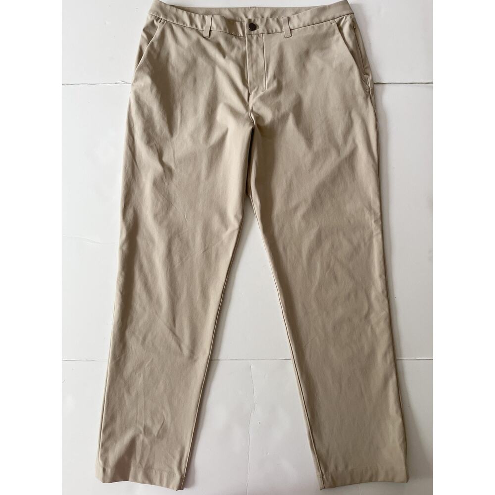 Lululemon Commission Pants Mens 36x32 Beige Technical Stretch Golf Travel Work